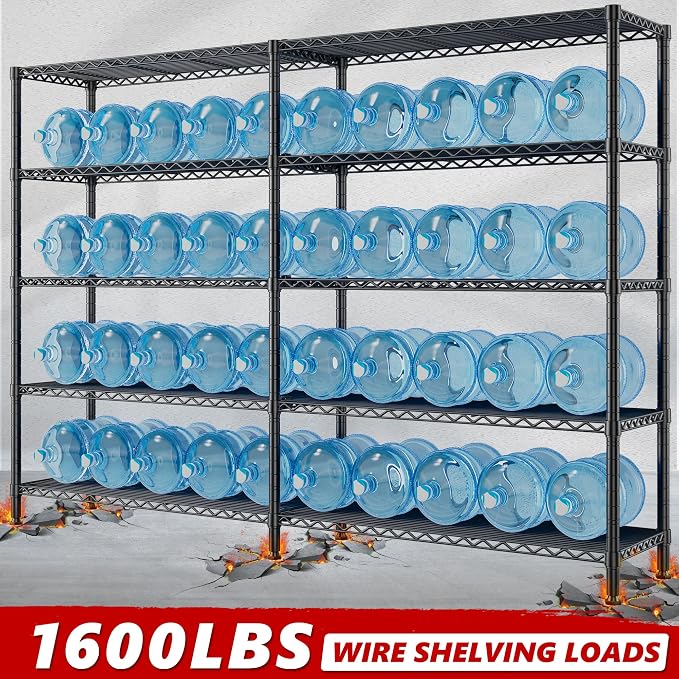 REIBII 70"W Storage Shelves Load 1600LBS, Metal Shelving 5-tier Wire Shelving - Image 6