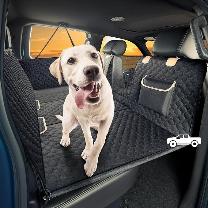 XL Truck Back Seat Extender for Dogs, Hard Bottom Dog Car Seat Cover for Back by SHARLOVY