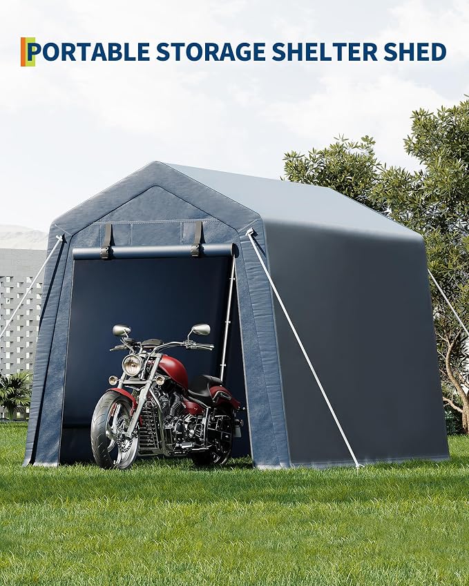 6x6 FT Motorcycle Shed, Durable Outdoor Motorcycle Storage Tent - Image 4