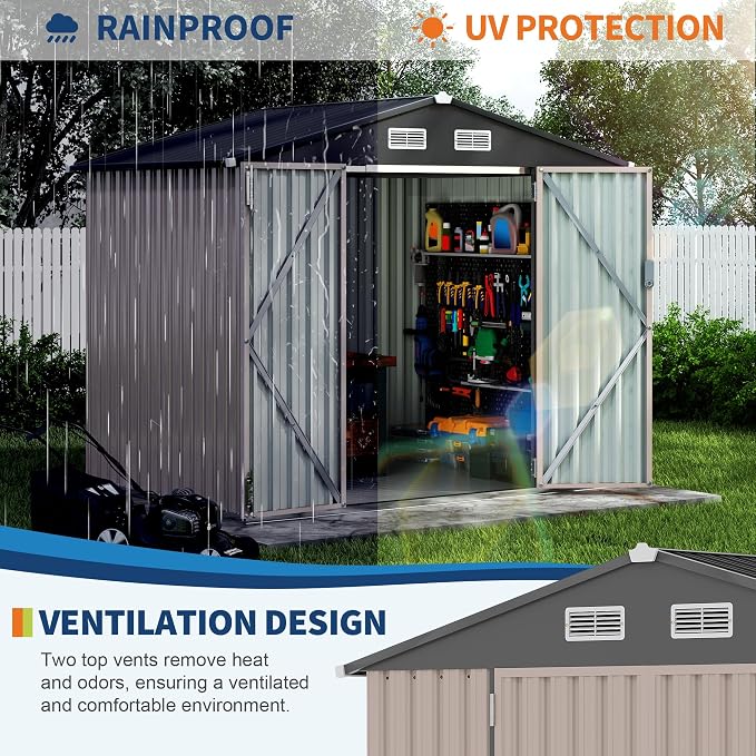 6x8 FT Metal Storage Sheds Outdoor - Image 5