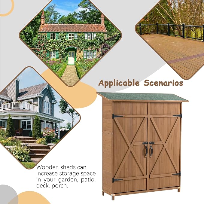 56" L x 19.5" W x 64" H Tall Outdoor Wooden Storage Shed - Image 8
