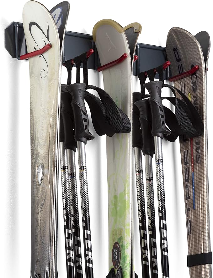 Wall Mounted Horizontal Rack for Storage of Skis and Poles-Heavy Duty by Wealers
