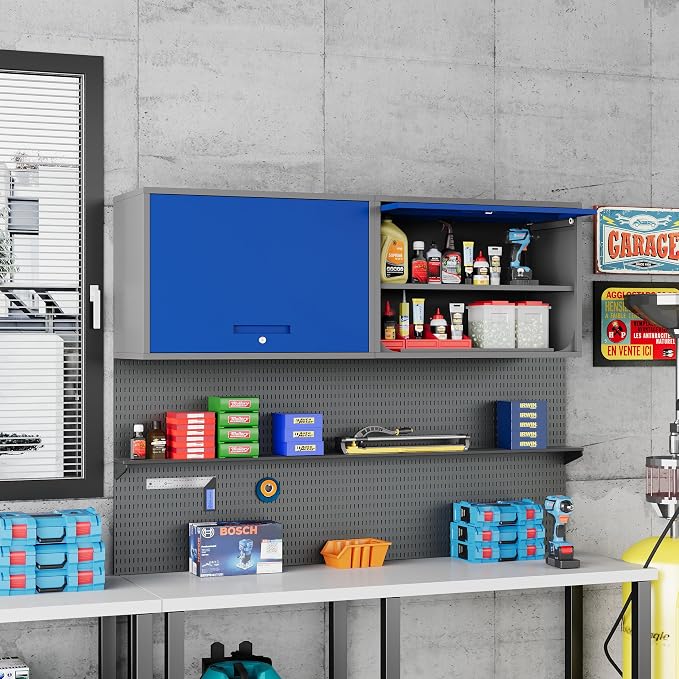 Metal Storage Cabinet Blue&Gray Wall Cabinets - Image 2