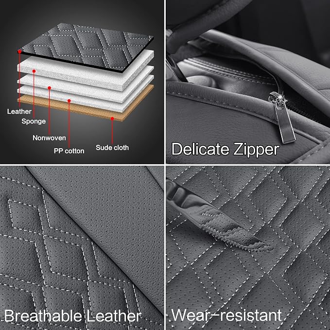 Pariitadin Leather Car Seat Covers Full Set, Waterproof Breathable Faux Leather - Image 5