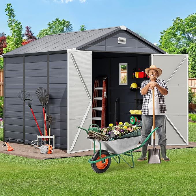 YITAHOME 8x9 FT Outdoor Storage Shed w/o Floor, All-Weather Plastic Shed - Image 2
