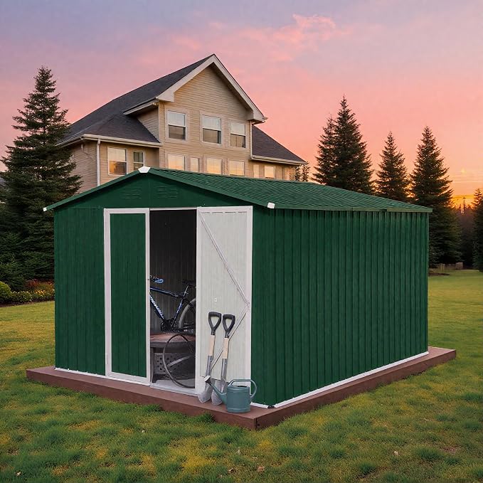 10 x 8 FT Outdoor Storage Shed, Metal Garden Tool Shed by Unknown
