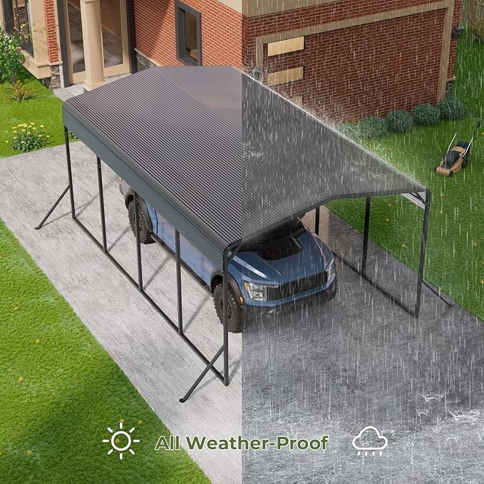 Carport 12x20 FT Heavy Duty Metal Carport, Outdoor Metal Canopy - Image 5