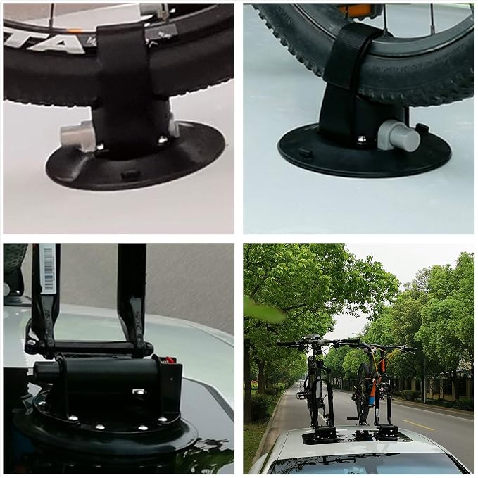 Bike Rack for Car Roof, Vacuum Suction Cup Bicycle Carrier Aluminium Alloy Roof - Image 4