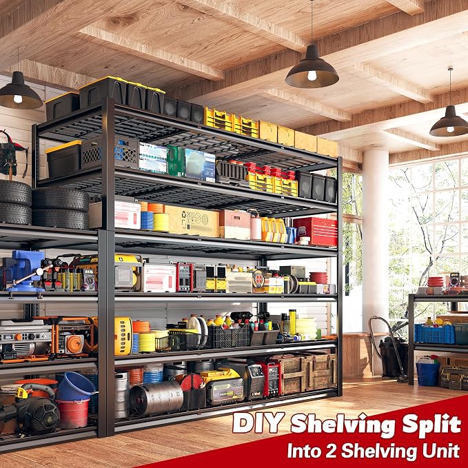 REIBII 60" W Garage Shelving, 2900LBS Storage Shelves, 6 Tier Heavy Duty - Image 7