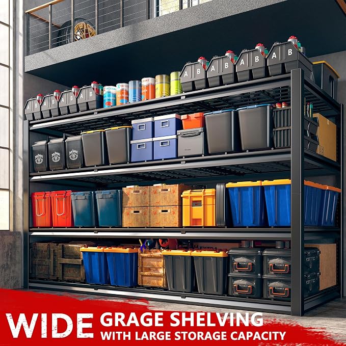 REIBII 60" W Garage Shelving Heavy Duty 2500LBS Storage Shelves 4-Tier Garage - Image 7