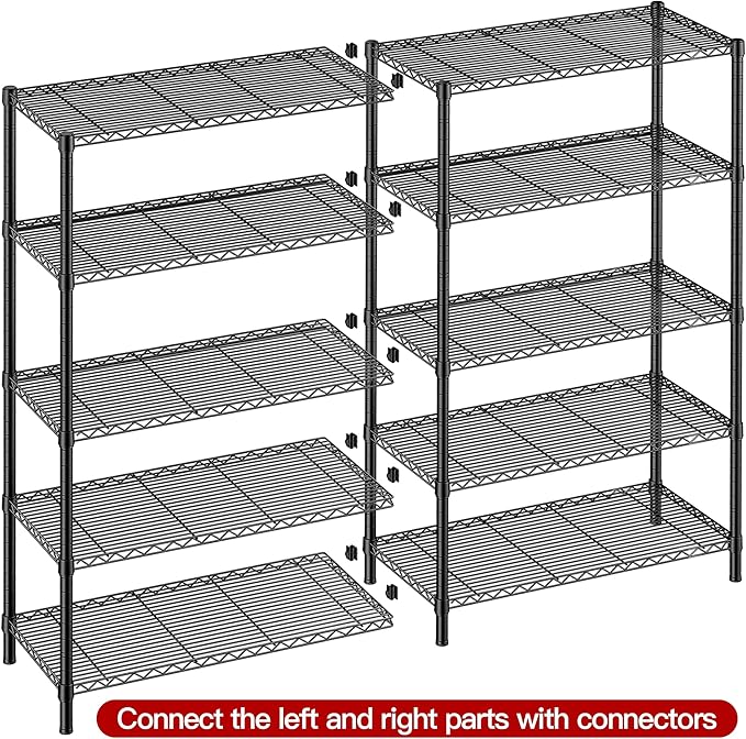 REIBII 5 Tier Wire Shelving Storage Shelves Loads 1430LBS, 2 Pack - Image 7