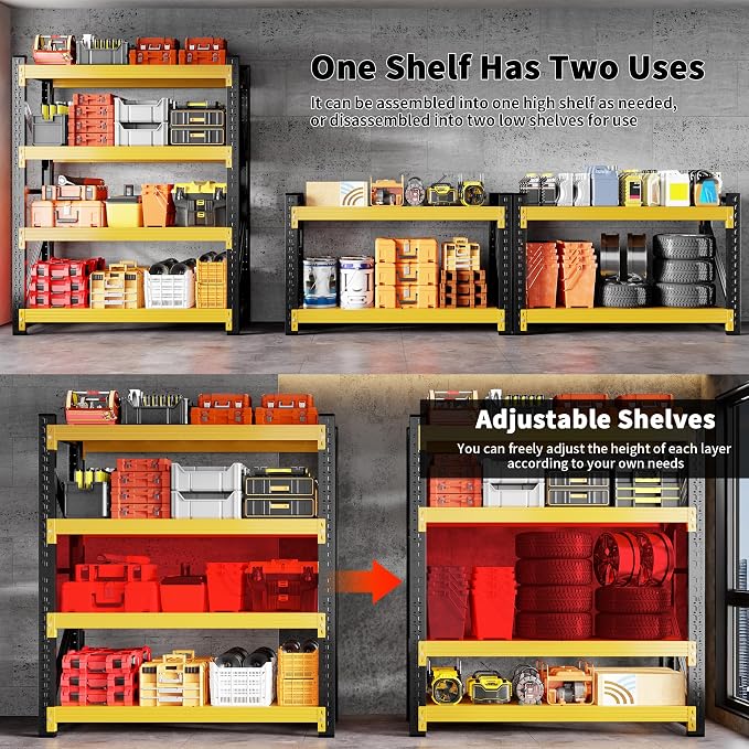 4000LBS Garage Shelving 48" W Garage Shelving Heavy Duty 4-Tier Metal Storage - Image 5