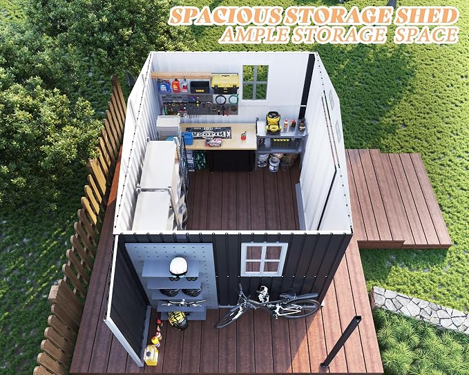 Jocisland 10.6x6.8x6.3 FT Galvanized Metal Storage Shed - Image 4