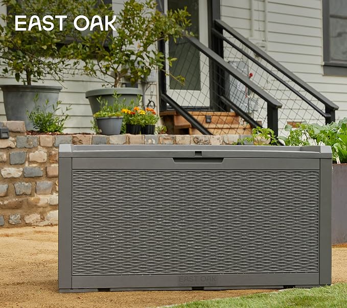 EAST OAK Outdoor Storage Box, 100 Gallon Deck Box, Waterproof Resin Storage - Image 6