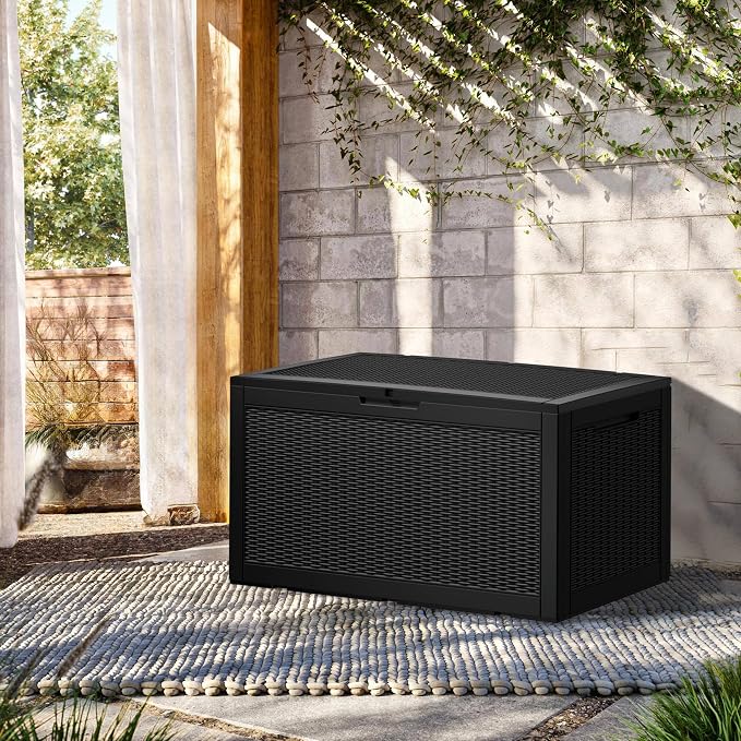 100 Gallon Resin Deck Box, Waterproof Outdoor Storage Bin - Image 8
