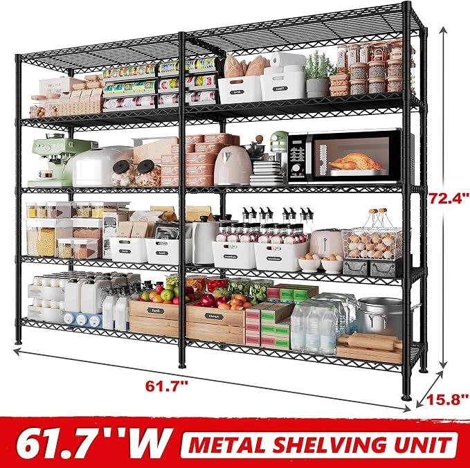 REIBII 1500LBS Storage Shelves Metal Shelving Unit 61.7''W Wire Shelving - Image 3