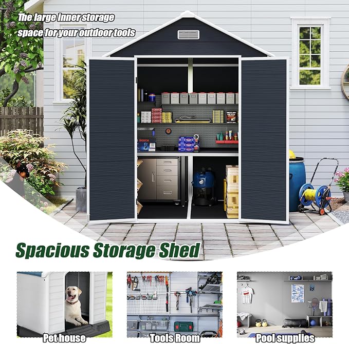 MyVoice 6x6 FT Outdoor Resin Storage Shed - Image 4