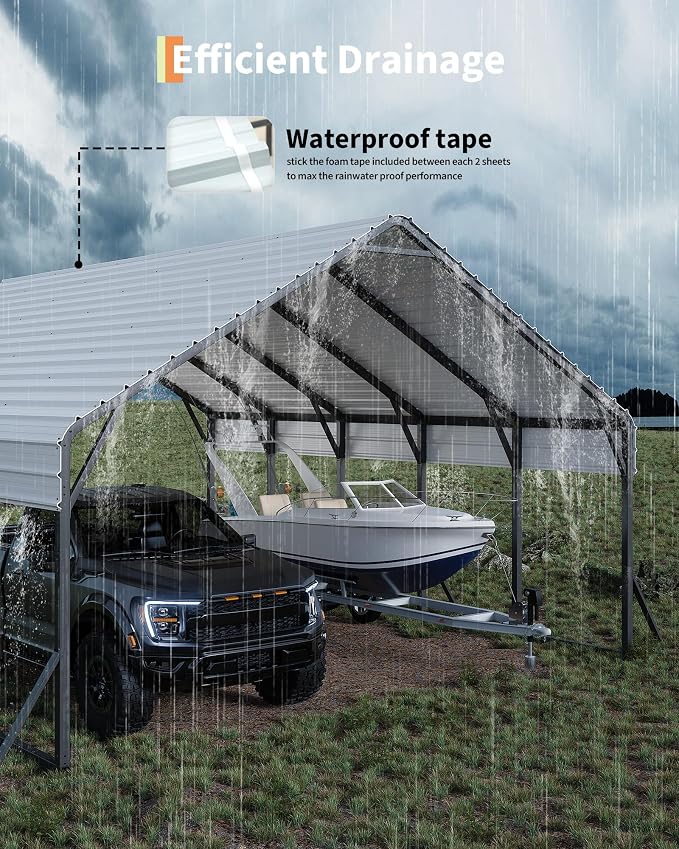 20'x20'x13' Metal Carport for 2 Cars, Heavy Duty Car Ports for Heavy Snow - Image 2