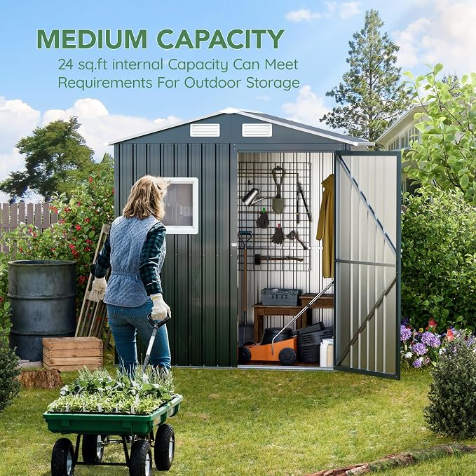 6X4X6.5 FT Compact Vertical Outdoor Steel Storage Shed - Image 2