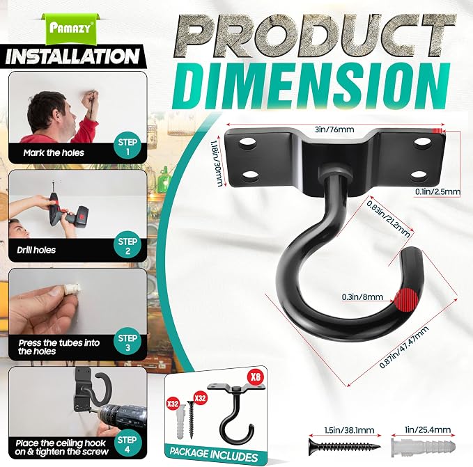 8Pcs 200LBS Rotatable Ceiling Hooks - Image 5