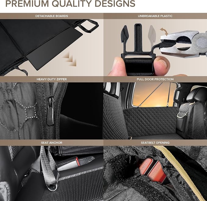 XL Truck Back Seat Extender for Dogs, Hard Bottom Dog Car Seat Cover for Back - Image 7