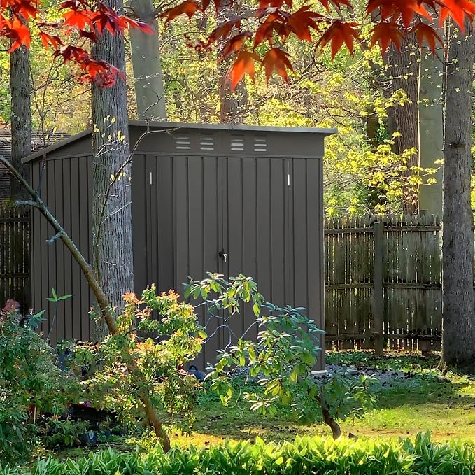 Domi Outdoor 5’ x 3’ Storage Shed, Metal Sheds Tool Storage Slope Roof - Image 8