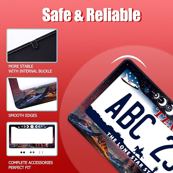 Moon Phases License Plate Frame Starry Sky Forest Moon License Plate Frames - Image 2