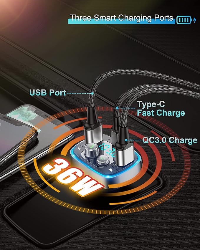 LIHAN USB C Bluetooth Adapter for Car, AUX Wireless FM Radio Transmitter - Image 4