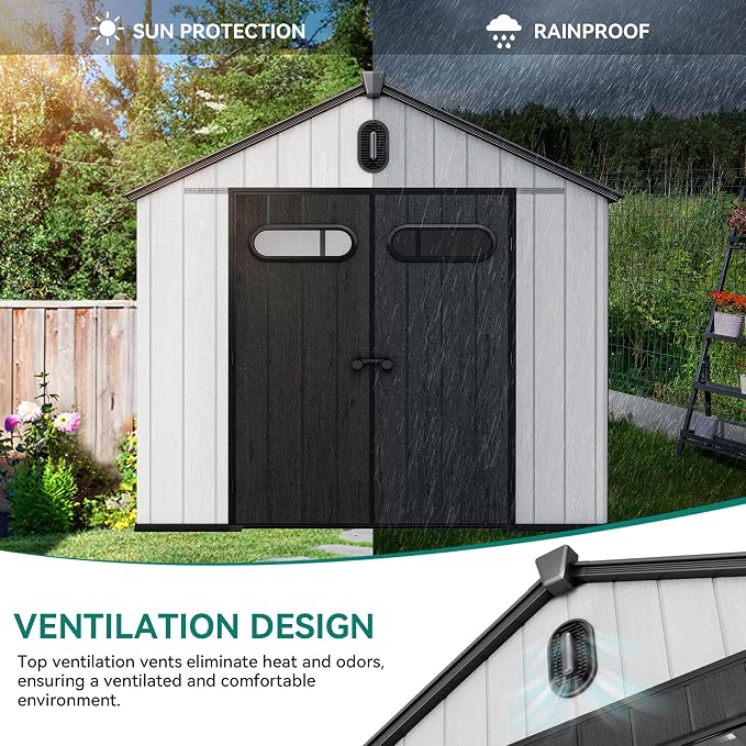 YITAHOME 8x10ft Outdoor Resin Storage Shed - Image 8
