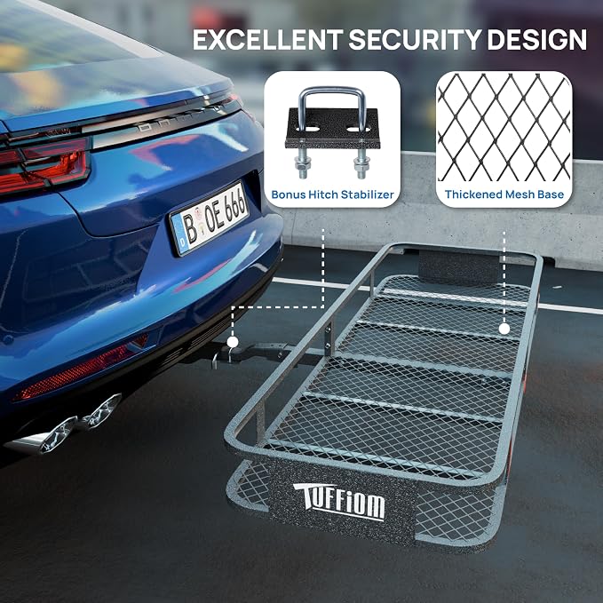 Bonnlo 60''X 20''X6'' Folding Hitch Mount Cargo Carrier Basket - Image 4