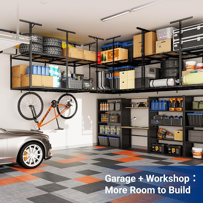 FLEXIMOUNTS 4x8 2-Tier Overhead Garage Storage Rack – Adjustable Heavy Duty - Image 8