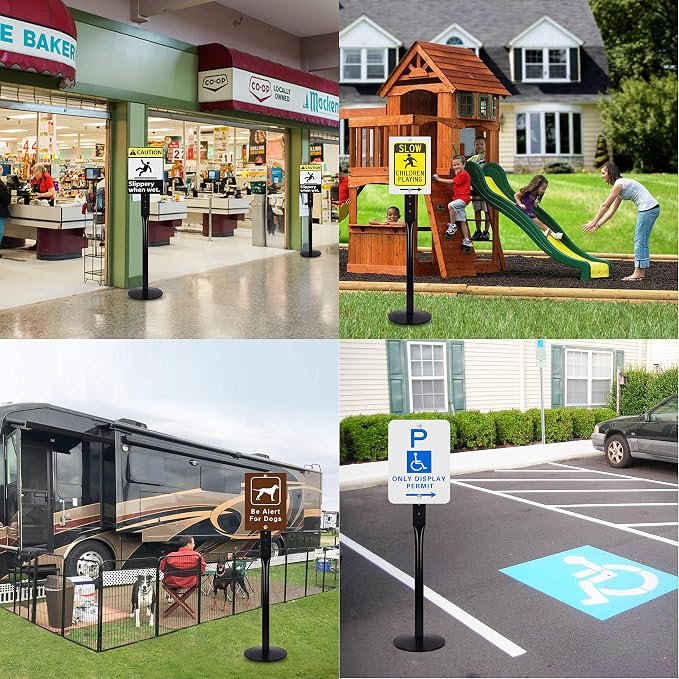Parking Sign Post 48" Heavy Duty Cast Iron Parking Signs Stand, Movable Sign - Image 7