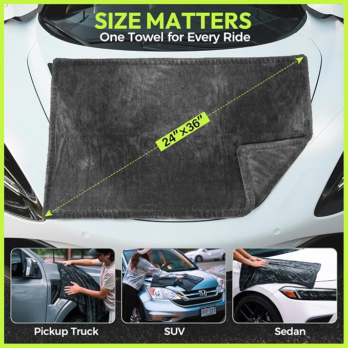 AutoManiacs Drying Towel for Car Detailing, 1500 GSM Ultra Super Absorbent - Image 3