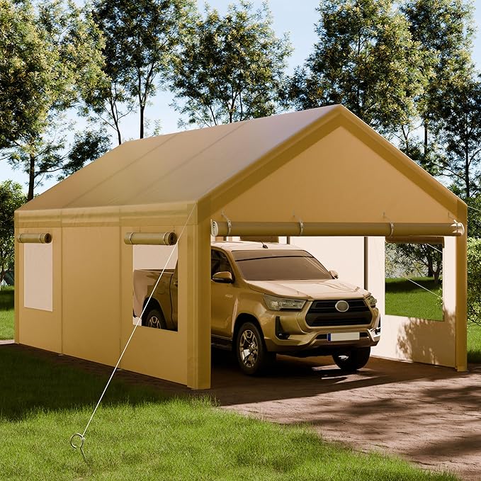 Shintenchi Carport 10' x 20' Heavy Duty Portable Garage, Car Port Canopy - Image 2