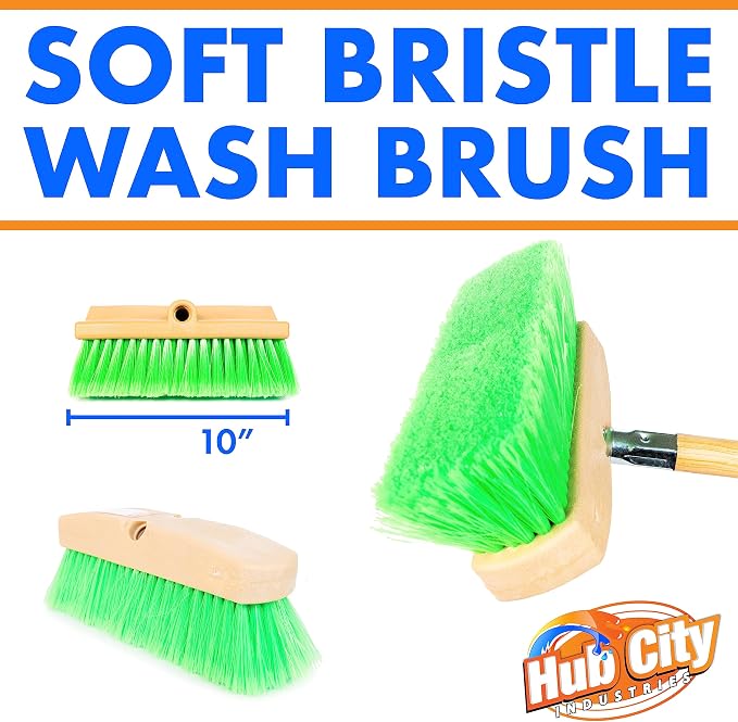 Hub City Industry 10- inch Car Wash Brush, Soft Nylon Bristle, car Accessories - Image 2