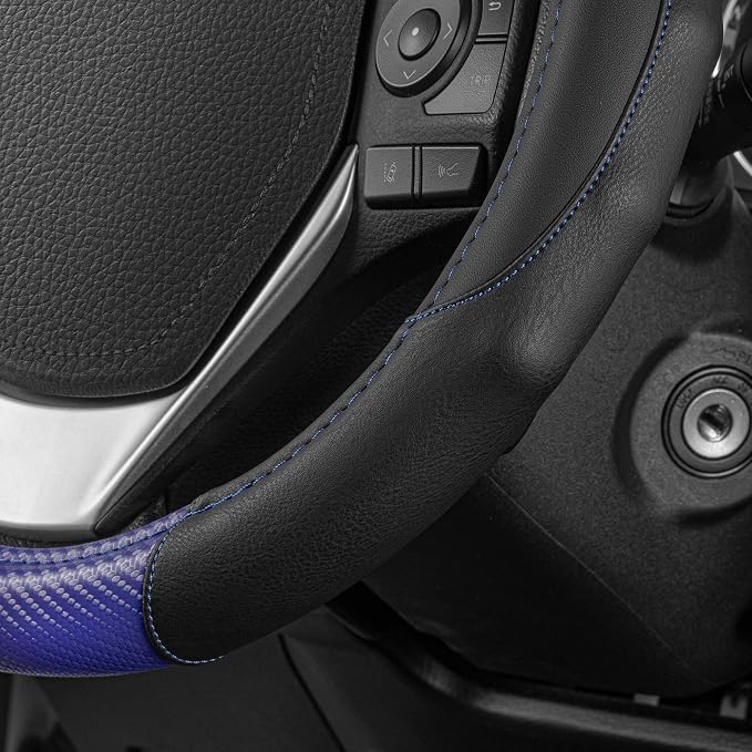 Motor Trend GripDrive Carbon Fiber Steering Wheel Cover, Non-Slip Sporty Racing - Image 6