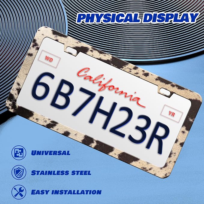Brown Cow Print License Plate Frame Animal License Plate Frames Personalise - Image 3