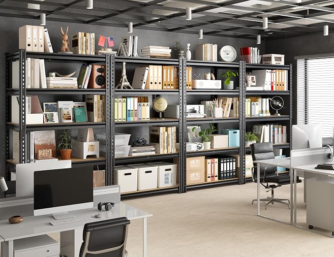 Set of 2 Storage Shelves, 27.7"W Metal Shelving 2010LBS Garage Shelving Heavy - Image 7