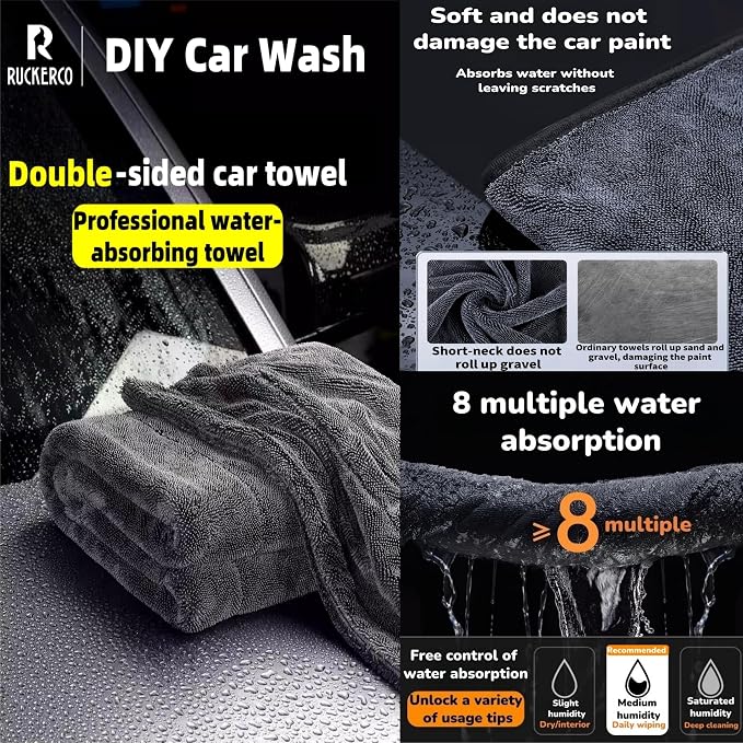 Microfiber Towels for Cars 2-Pack, 1300 GSM Ultra-Soft Microfiber, No Streaks - Image 3