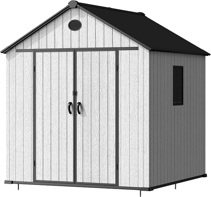 7.3x7.3 FT Resin Outdoor Storage Shed Large, 376 Cuft Garden Tool Sheds & - Image 2