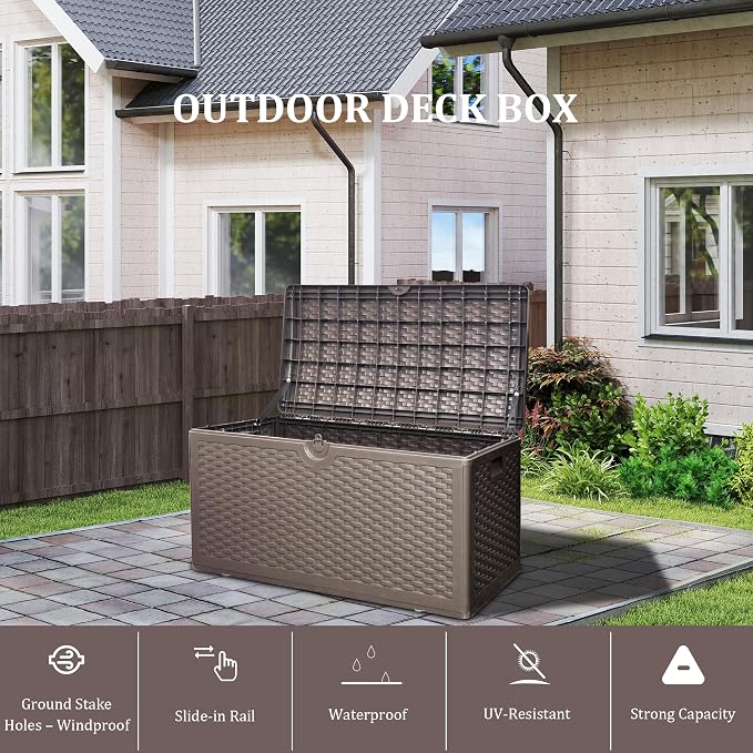 80 Plus Gallon Outdoor Storage Box, Waterproof Resin Deck Box Outdoor Storage - Image 6