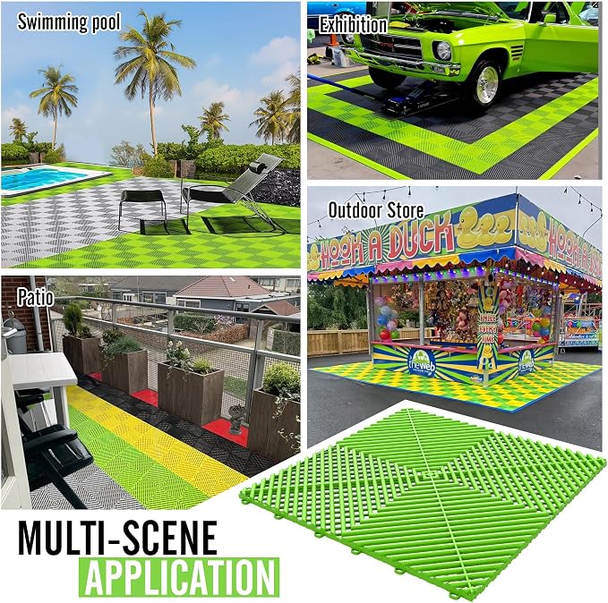 15.7"x15.7" Garage Flooring Tiles, Non-Slip Interlocking Plastic Garage Floor - Image 3