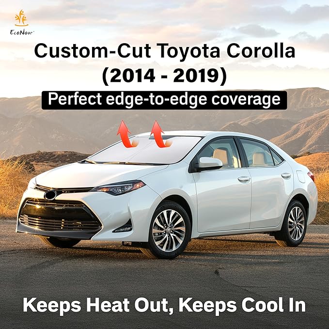 Econour Windshield Sun Shade for 2014-2019 Toyota Corolla Custom Fit Sunshade - Image 2