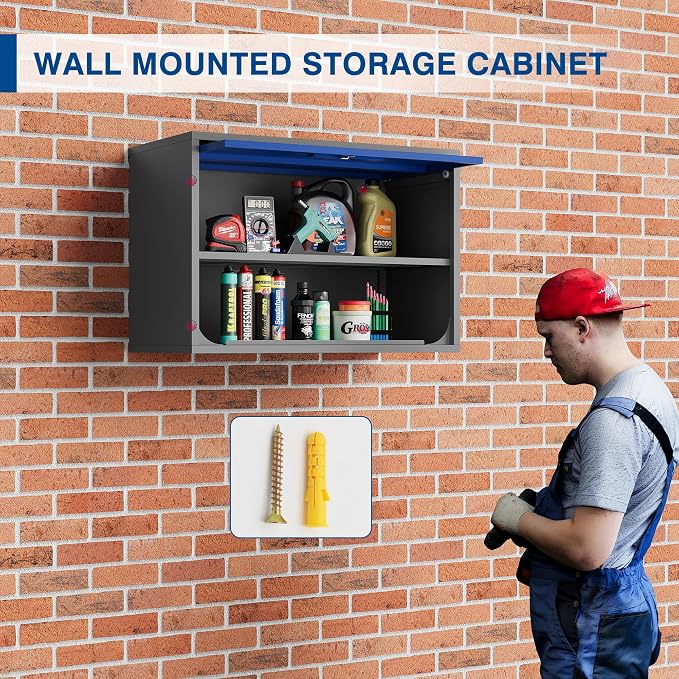 Metal Storage Cabinet Blue&Gray Wall Cabinets - Image 5