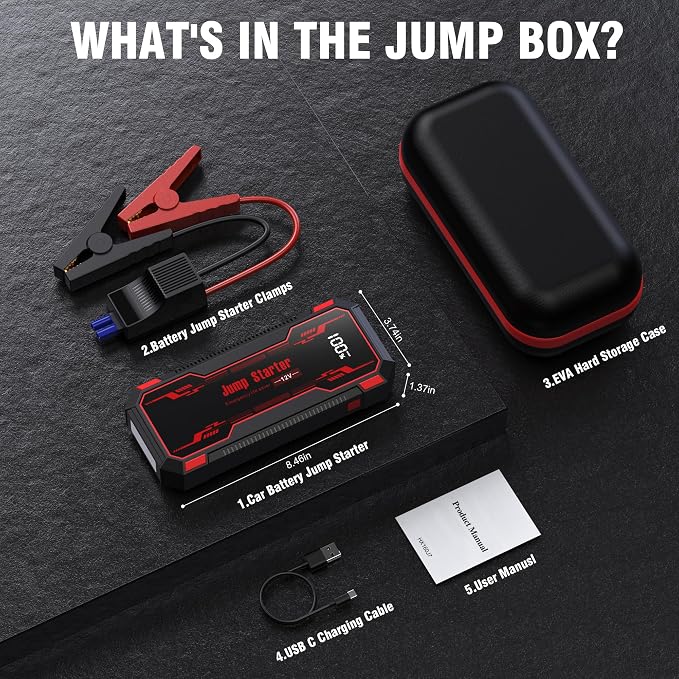 Car Jump Starter 6000A Car Battery Jump Starter Portable, 12V Battery Jumper - Image 7