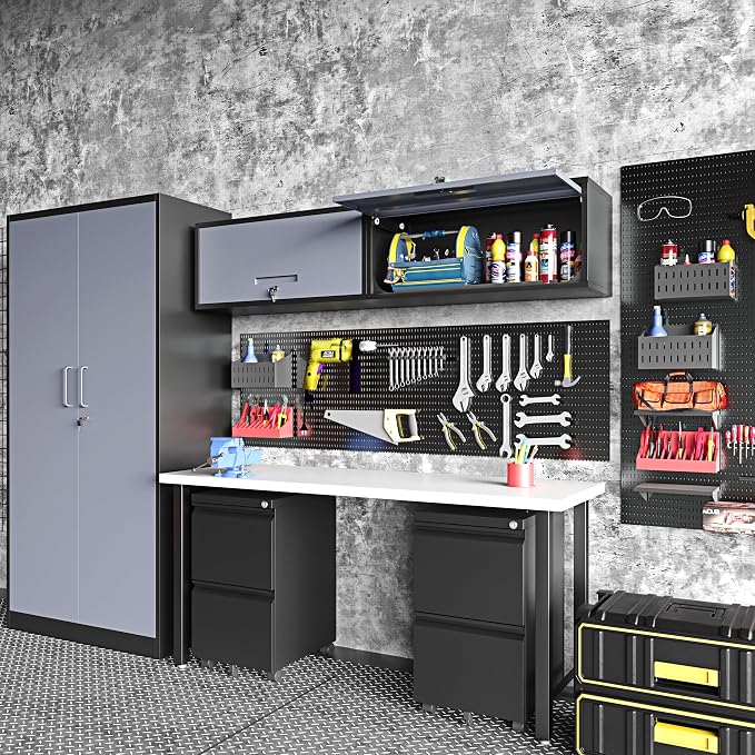 Wall Mounted Steel Metal Garage Storage Cabinet, Wall Cabinet Shelf Floating - Image 6