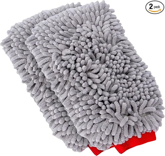 MOTHERS Premium Chenille Car Wash Mitt, Scratch and Lint Free, 2 Pack by Mothers