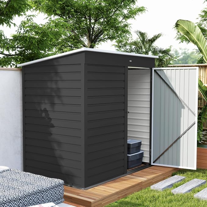 Outsunny 6' x 4' Outdoor Storage Shed, Metal Garden Tool Shed - Image 9