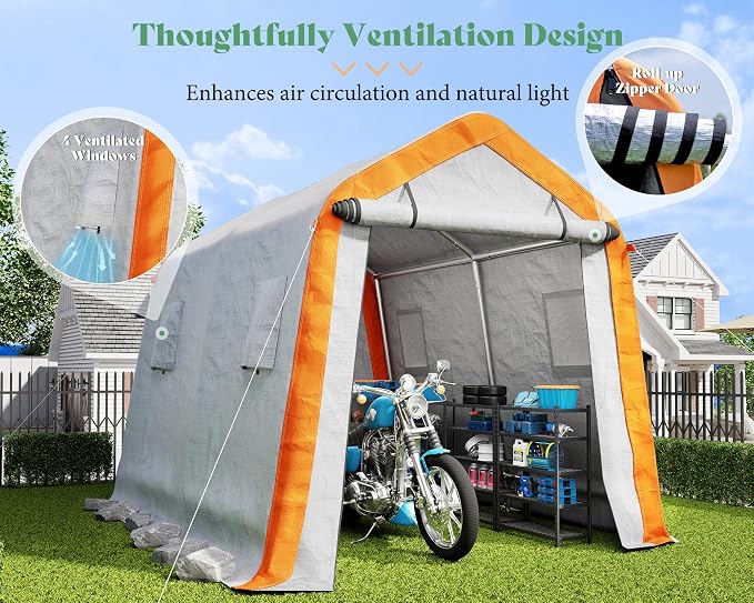 AMERLIFE 8x10x8 FT Heavy Duty Portable Shed Storage Shelter, Outdoor Storage - Image 4