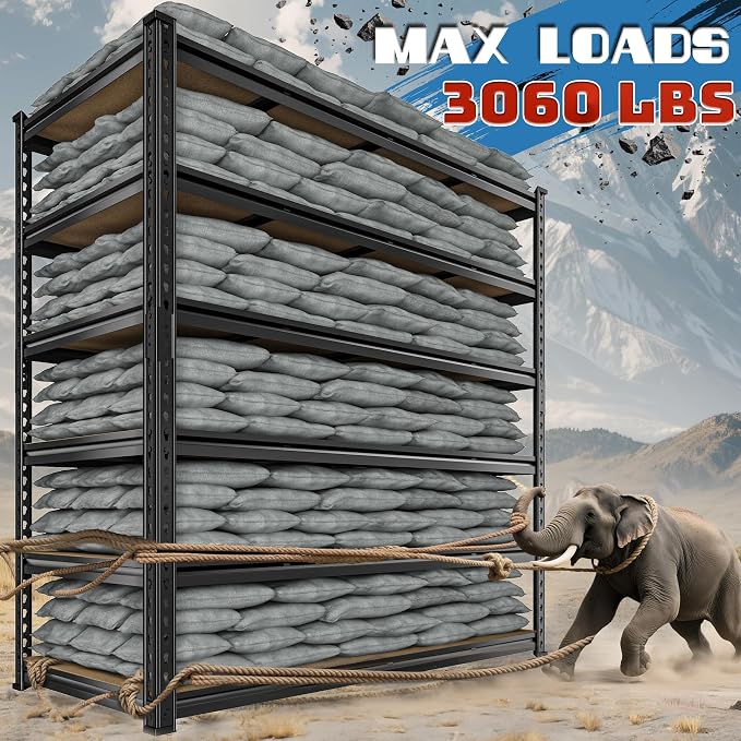 55" W Storage Shelves, 3060LBS Garage Shelving Heavy Duty, 6-Tier Heavy Duty - Image 3